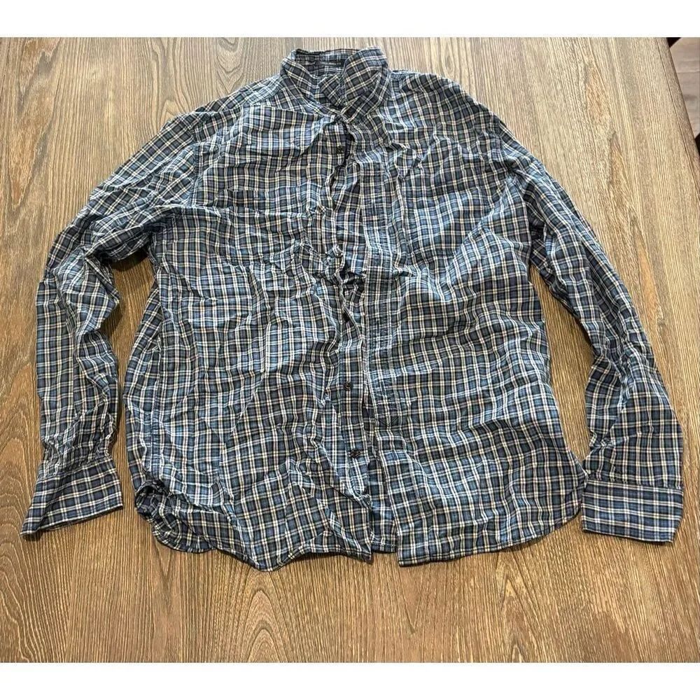 Lucky Brand Mens Button-Up Shirt Long Sleeve California Fit Plaid Blue Size L